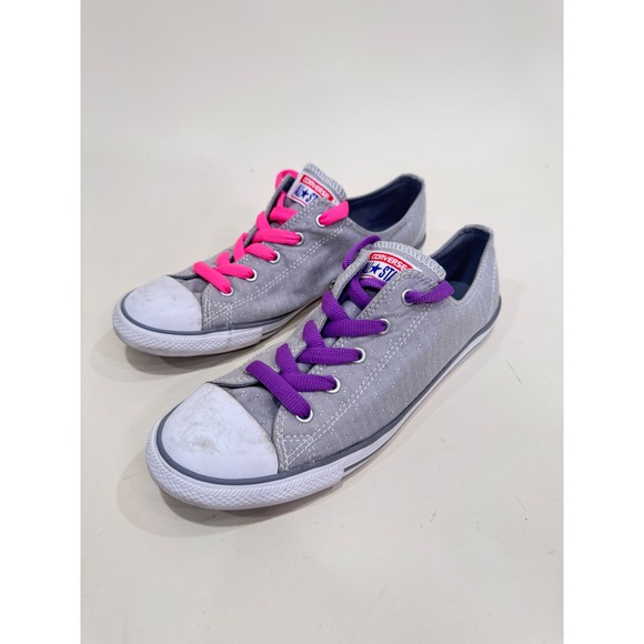Converse All Star Gray Polka Dot Sneakers Colorful Laces Women's 10 - Picture 1 of 5